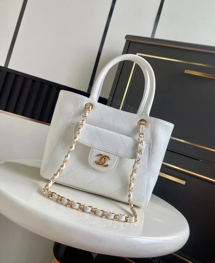 View 4 of Chanel Lookalike Small Black Shopping Bag 7095 Grained Calfskin
