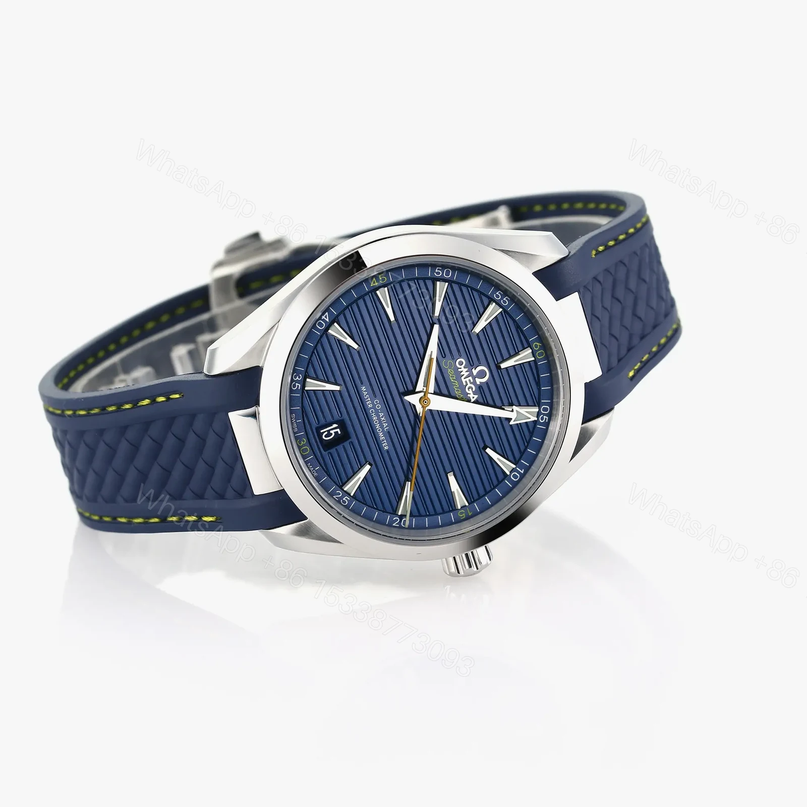 View 2 of Omega Seamaster Aqua Terra 150M Blue Dial Stainless Steel Case with Blue Rubber Strap