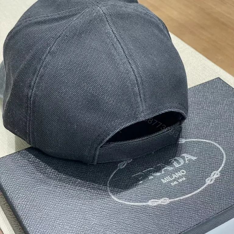 View 7 of Prada Black Cap â€” Subtle Logo, Structured Luxury Cap