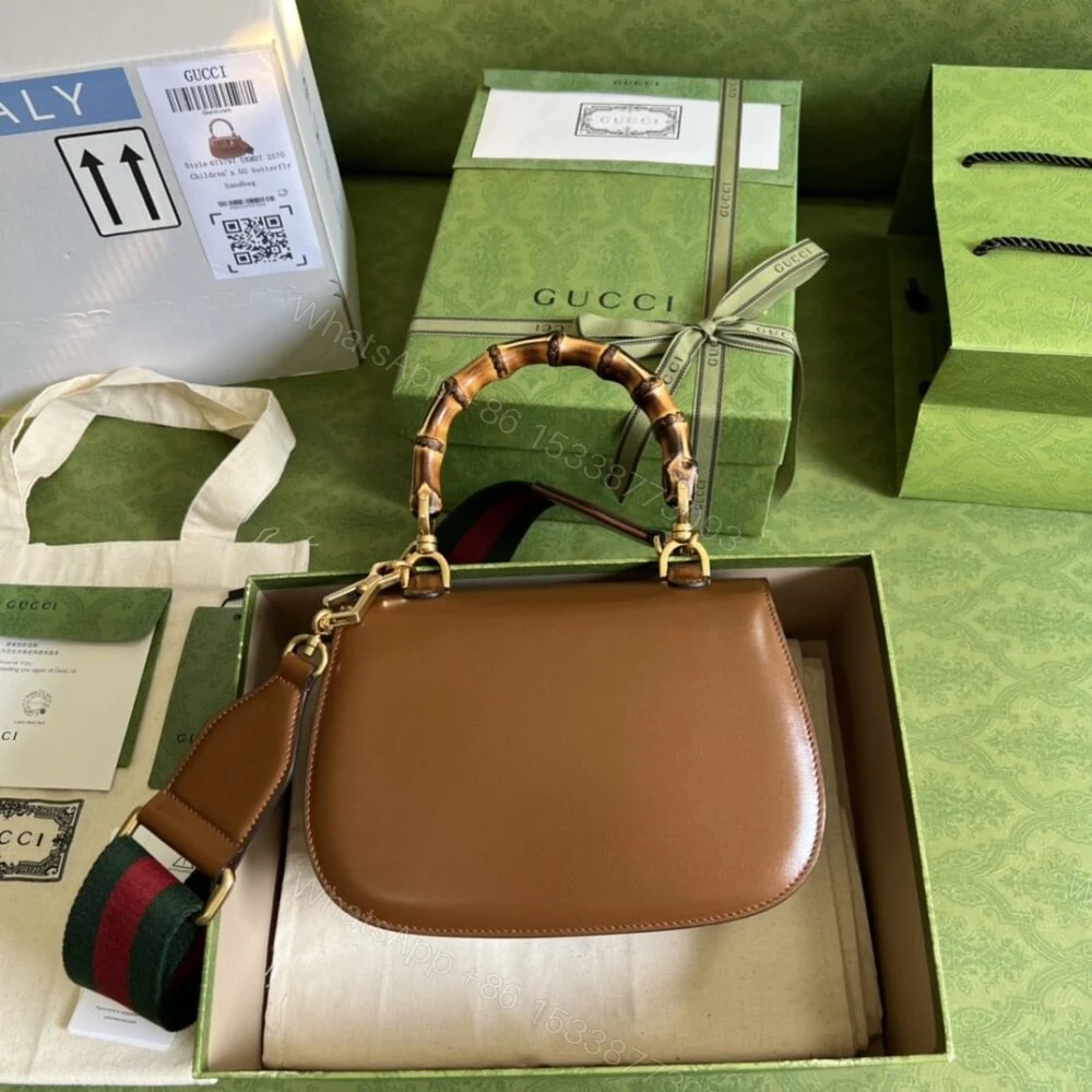 View 5 of Gucci Bamboo 1947 Small Top Handle Bag Brown 21Cm 675797 10ODT 2579