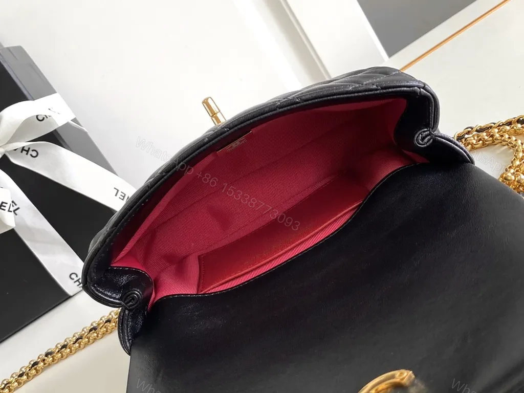 View 2 of Chic Quilted Black Flap Bag with Gold Chain - Luxury Shoulder Bag