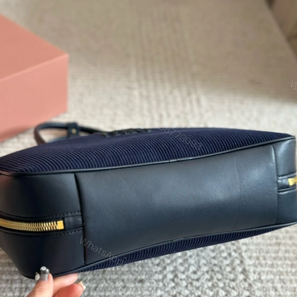 View 4 of MIUMIU BEAU CORDUROY TOP HANDLE BAG NAVY 35CM 5BB163 2F81 F0124 V OOO