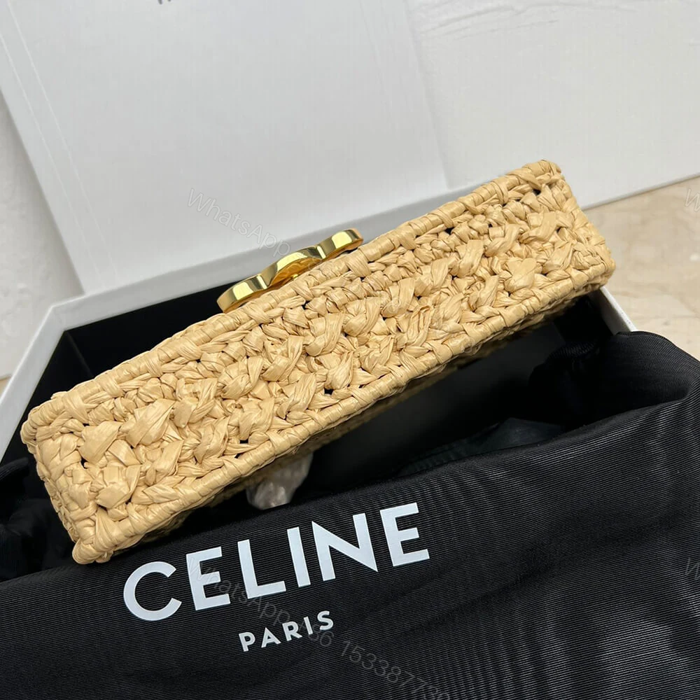 View 5 of CELINE CHAIN SHOULDER BAG CLAUDE IN RAFFIA EFFECT TEXTILE