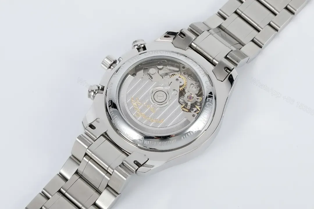 View 8 of Longines Master Collection Moonphase Eight Hand V4 Edition Silver Stainless Steel with Blue Dial