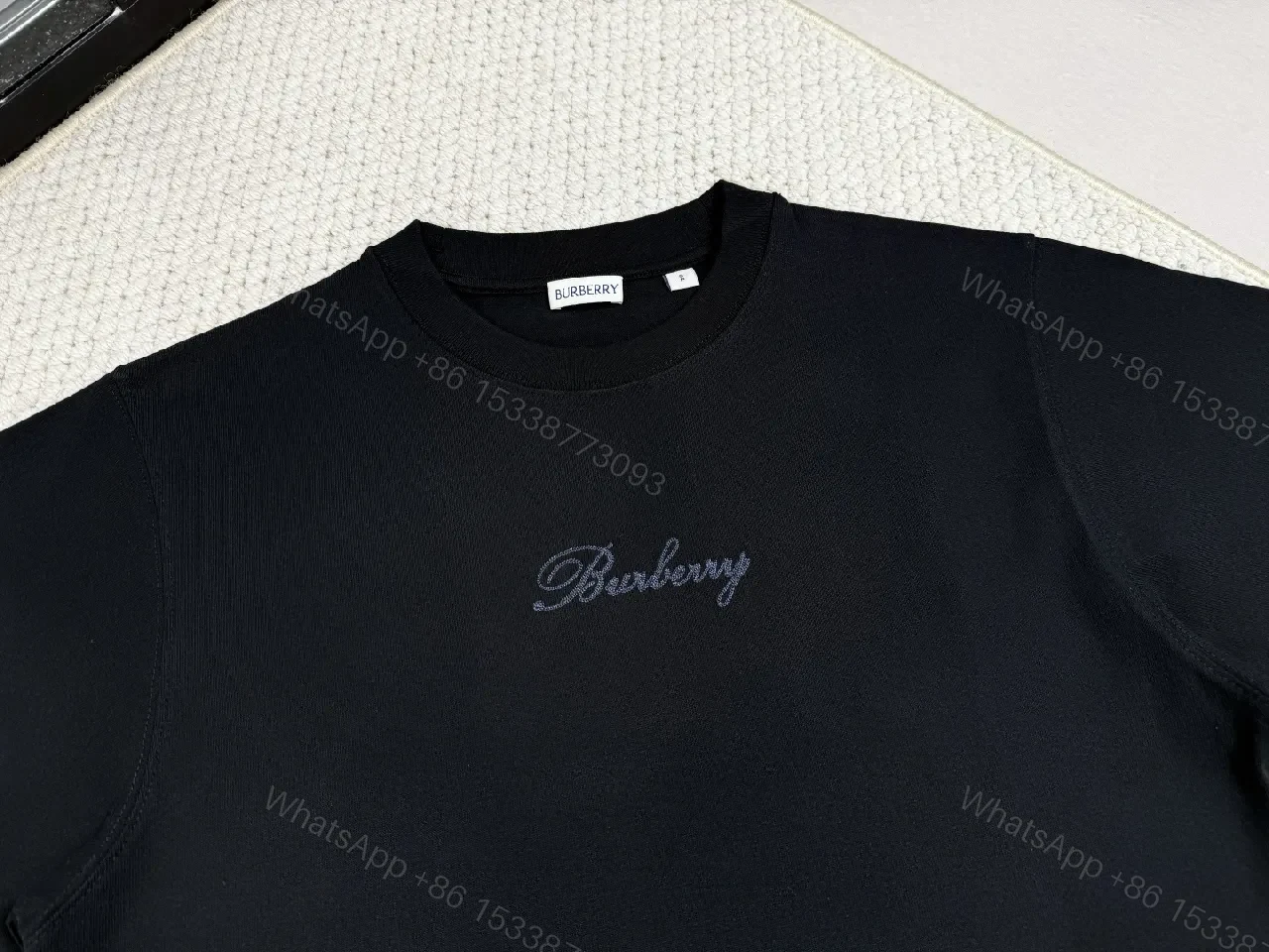 View 8 of Black Cotton Embroidered Tee: Subtle Luxury, All-Day Comfort