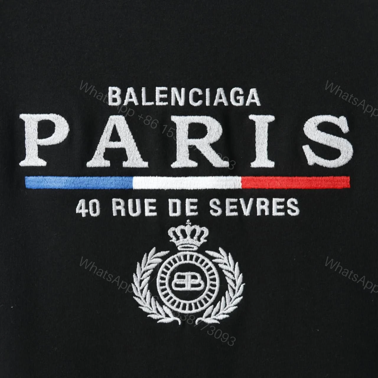 View 3 of BALENCIAGA CROWN EMBROIDERED BLACK T SHIRT