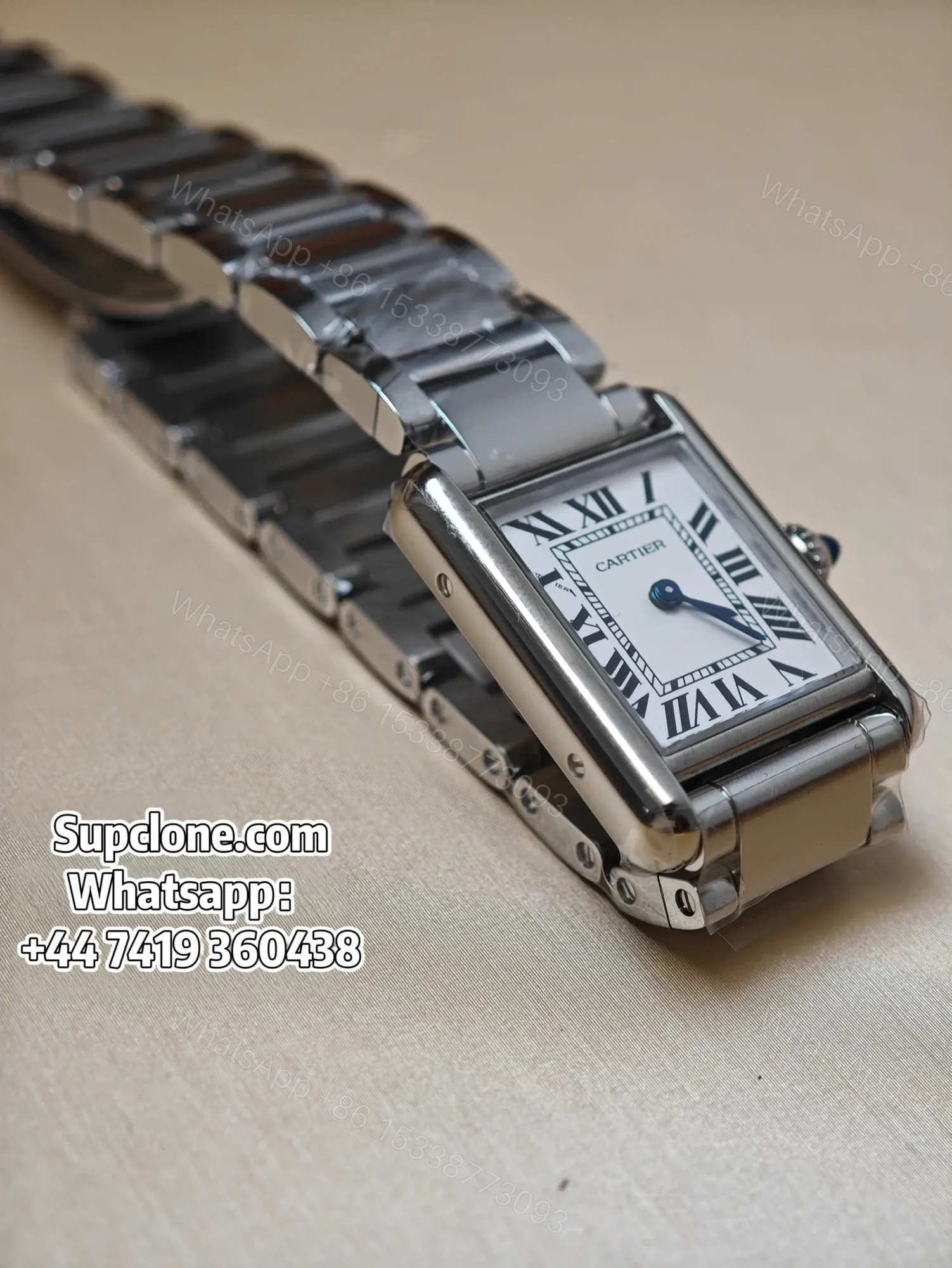 View 9 of Cartier Tank WSTA0107 29.5×22mm Super Clone Quartz Replica Steel Bracelet