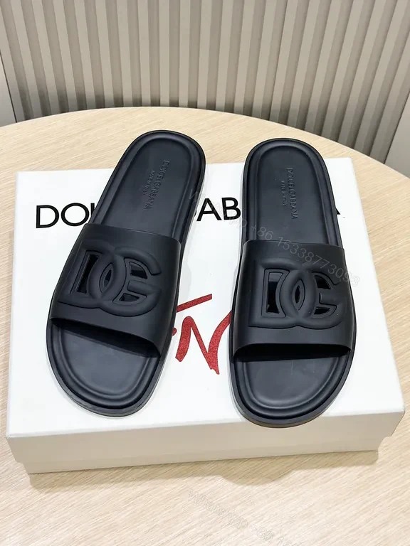 View 3 of Dolce & Gabbana Black Logo Slide: Effortless Comfort