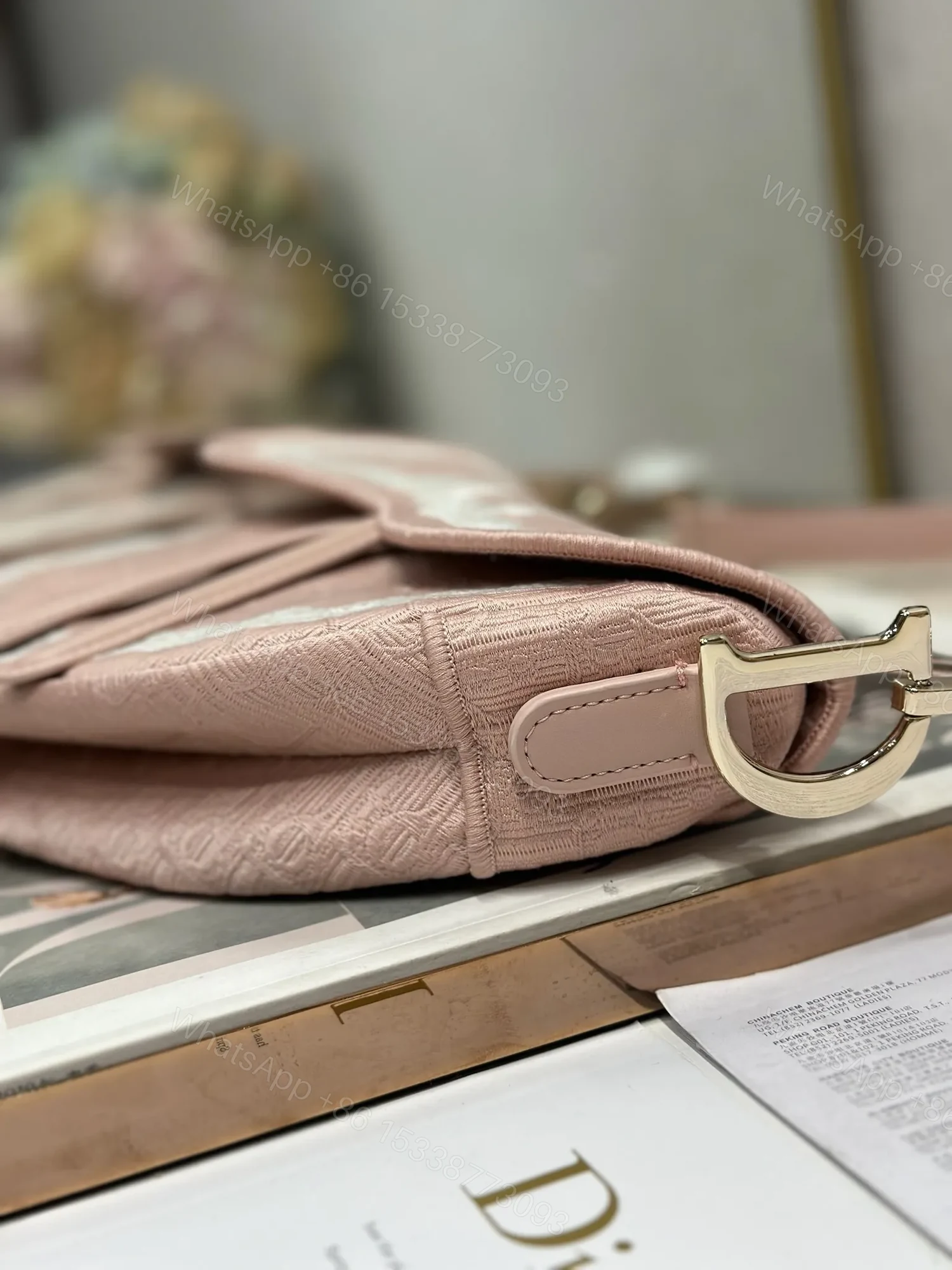 View 4 of Dioramour Small Saddle Bag with Strap Soupir Pink