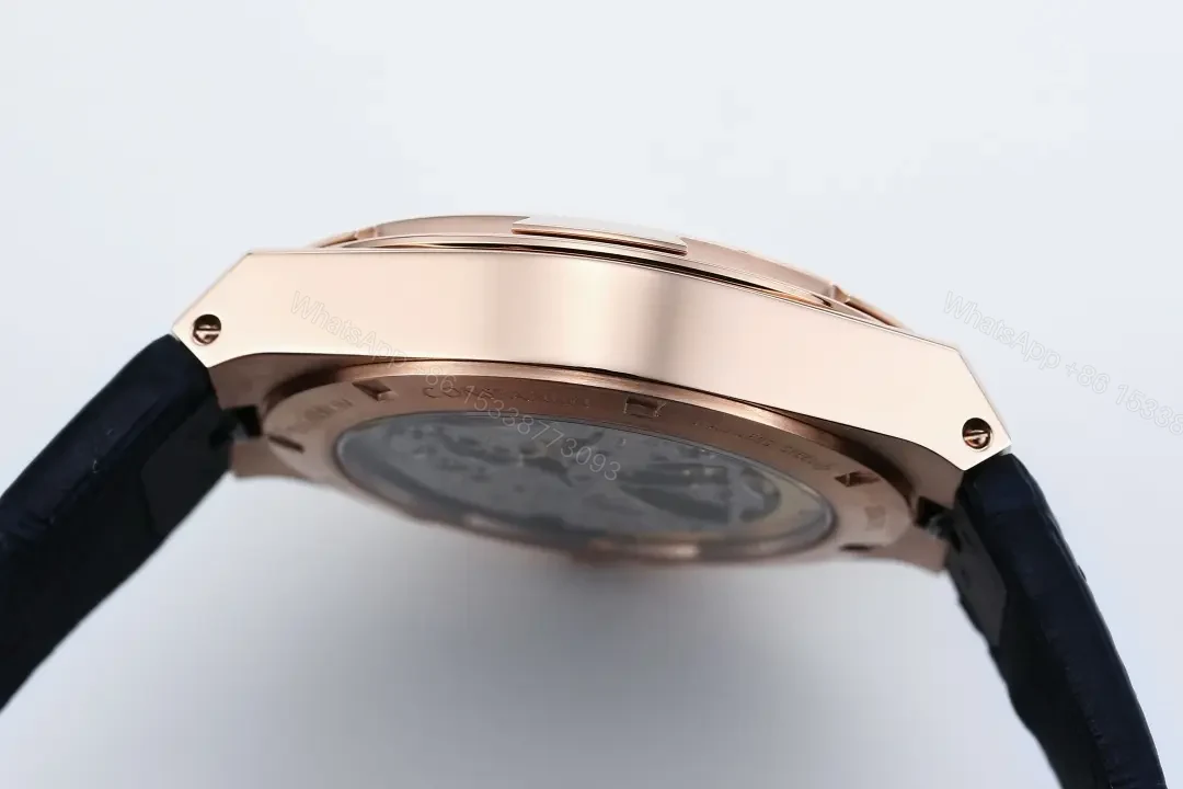 View 6 of 8F Factory Vacheron Constantin Overseas Tourbillon – Rose Gold Case, Blue Dial, Black Leather Strap, Automatic Watch