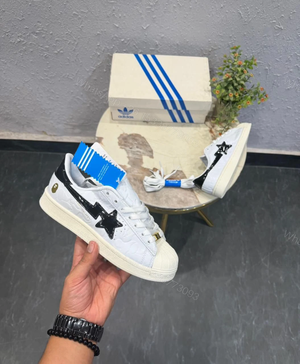 View 5 of Adidas Superstar BAPE White Black First Copy Shoes — Women's | COD India