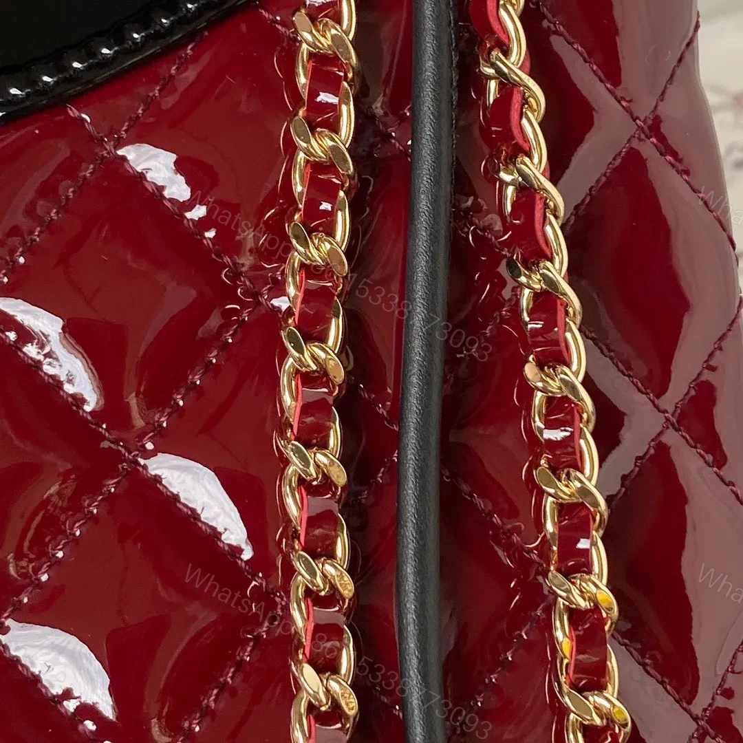 View 5 of Chanel Mini Shopping Bag Handbags Red Shiny Leather 31cm