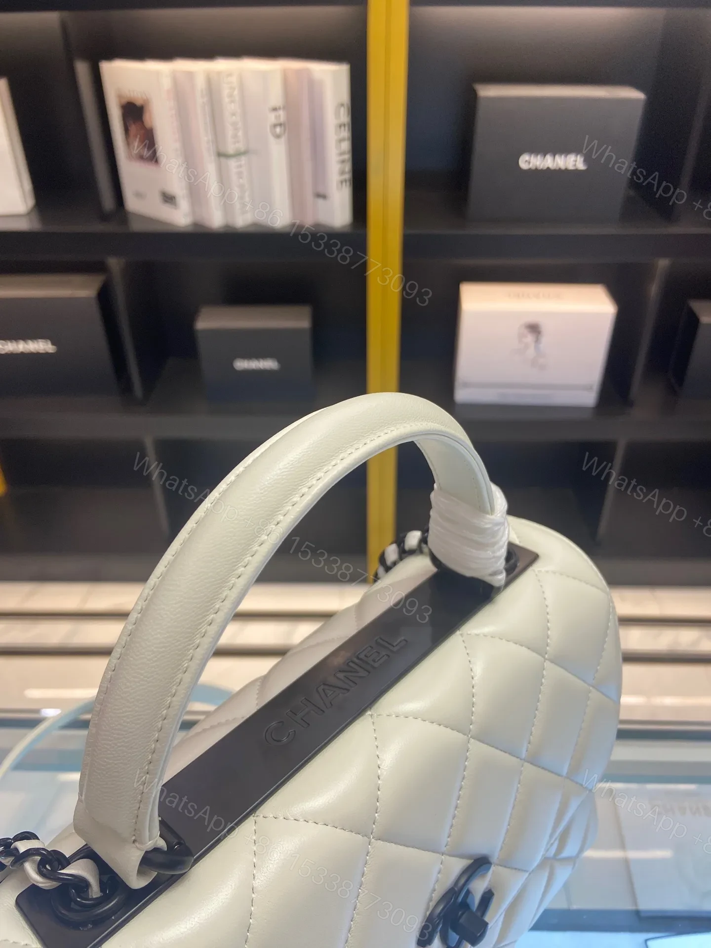 View 5 of Chanel Trendy White Smooth Leather With Lock Black Handbags 25cm