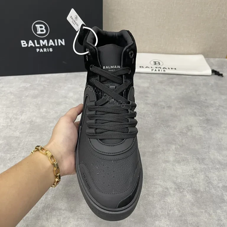 View 5 of Monochrome Balmain High-Top: Premium Leather Sneaker