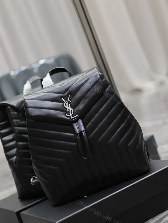 View 3 of Chic Quilted Backpack with YSL Hardware - Luxury Everyday Carry