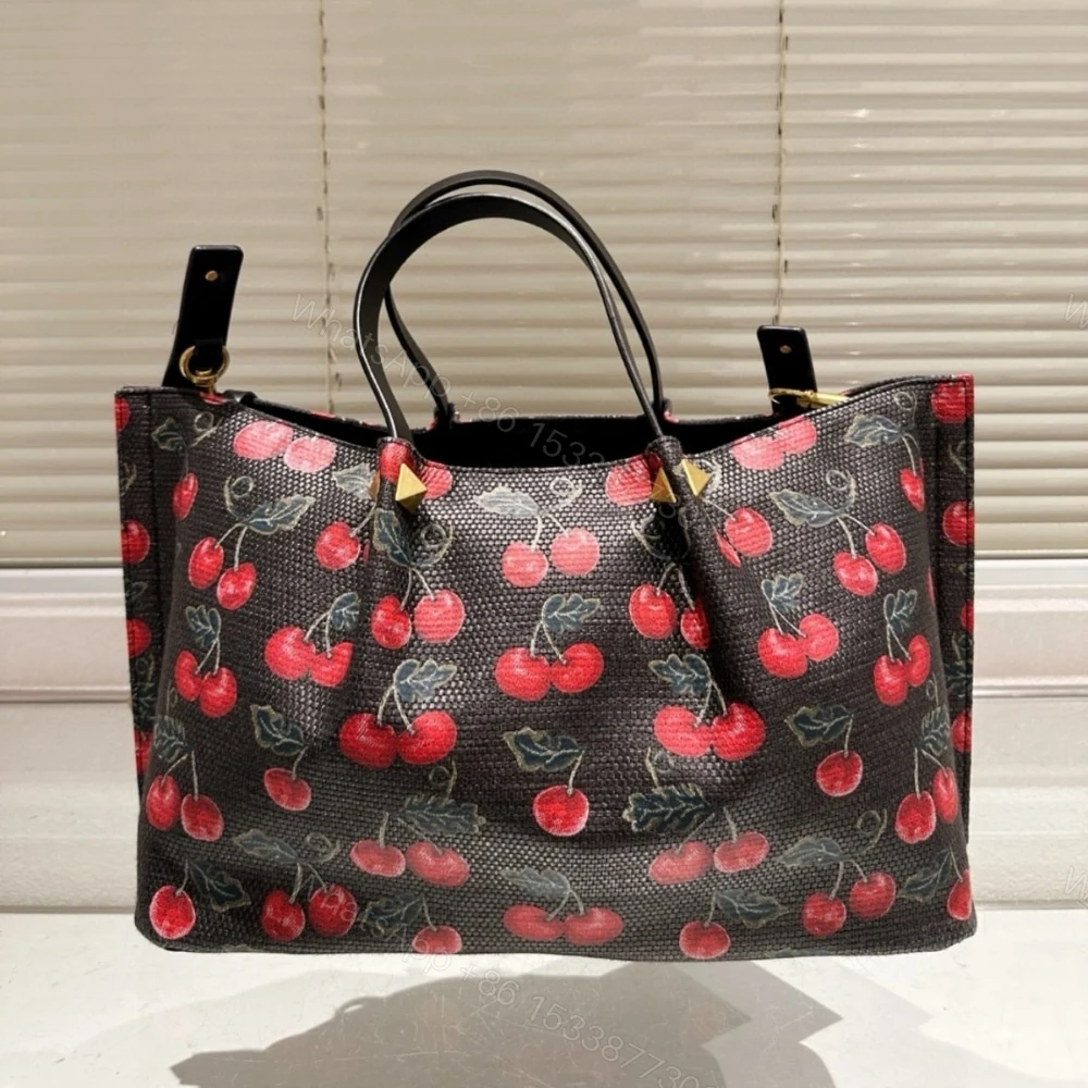 View 3 of VALENTINO GARAVANI VLOGO SIGNATURE CHERRYFIC MOTIF BAG BLACK 26CM