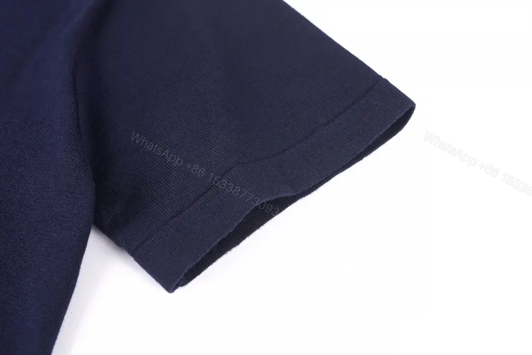 View 4 of Navy Knit Tee—Short Sleeve, Solid, LV Logo Chest