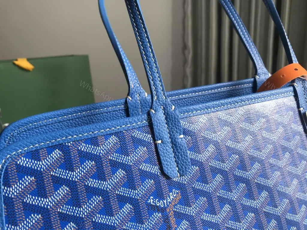 View 3 of Blue Goyard-Inspired Patterned Handbag: Luxe Everyday Tote