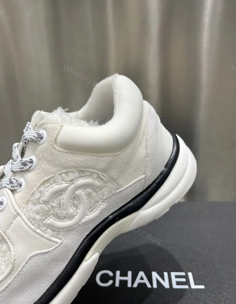 View 6 of White Suede-Blend Luxe Sneakers with Subtle Quilting