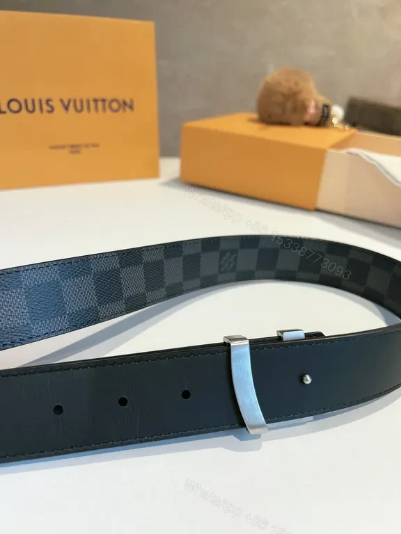 View 3 of Louis Vuitton Damier 35mm Belt â€“ Silver LV Buckle, Dark Graphite