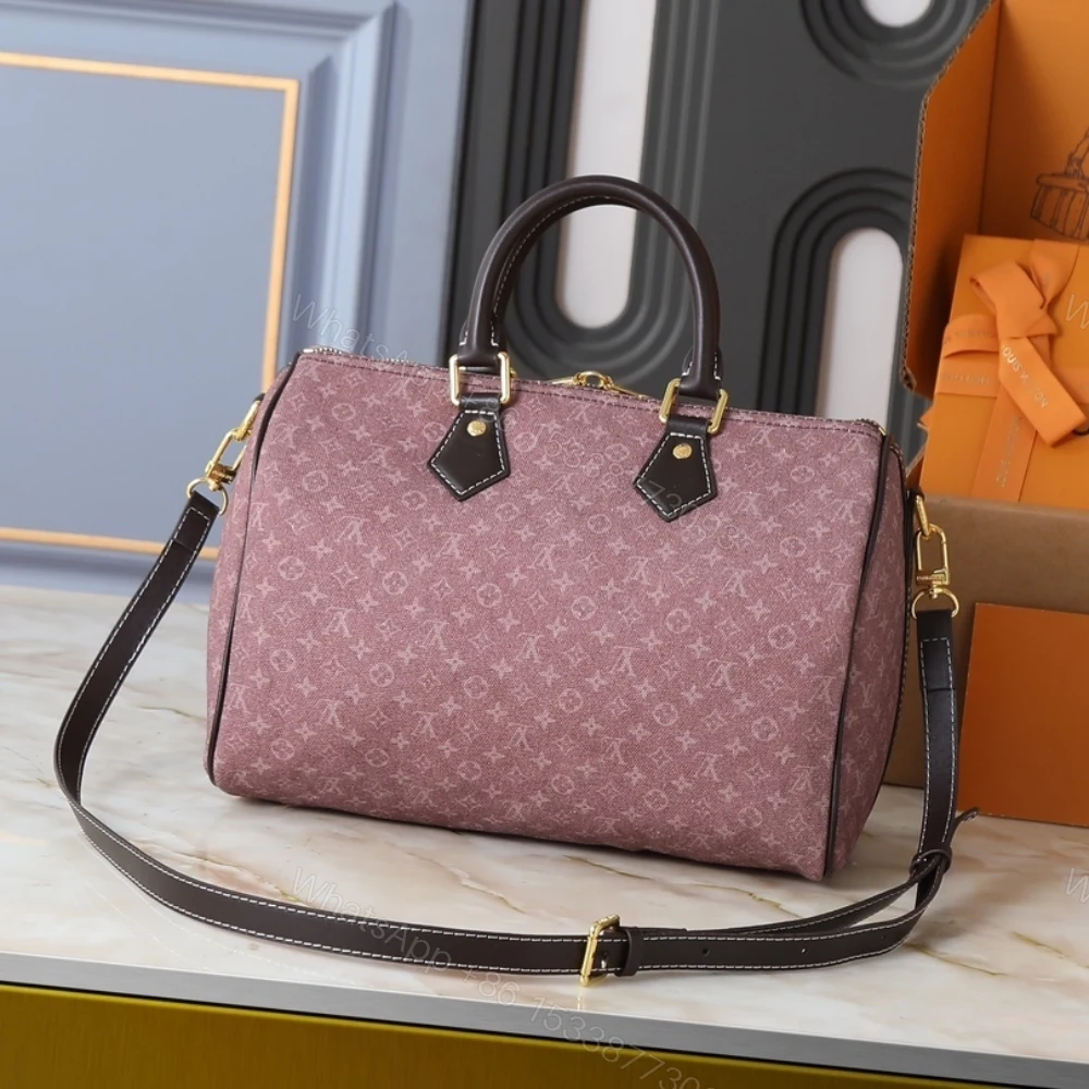 View 4 of Louis Vuitton Sepia Idylle Monogram Speedy Bandouliere 30 Bag Dark Pink 30Cm