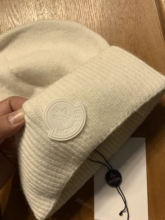 View 7 of Moncler White Cashmere-Blend Knit Beanie, Luxury Style
