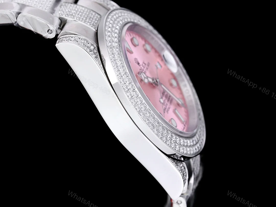 View 6 of Rolex Full Iced Diamond Dial Three-Link Bracelet Luxury Watch 42mm Ultimate Edition RG-ROLEX-FULL-ICED-DIAMOND-42