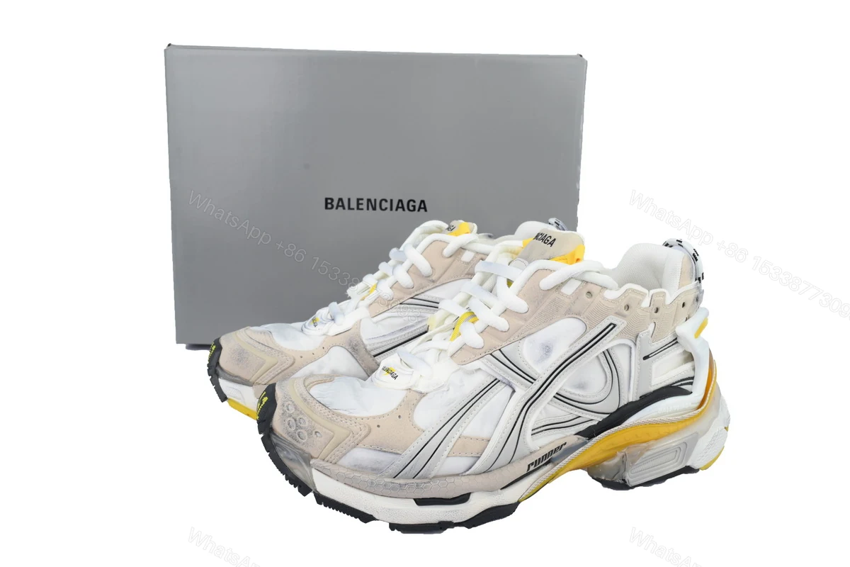 View 4 of Balenciaga Runner Sneaker 'White Yellow' 772767 W3RNY 9170