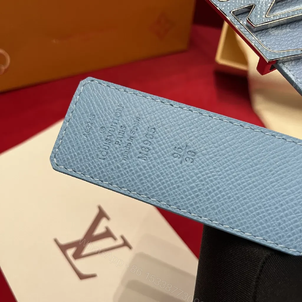 View 7 of Light-Blue Monogram Belt: Structured Luxury Everyday Elevation
