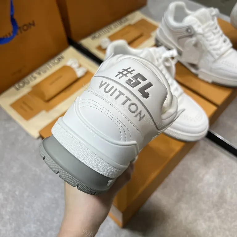 View 4 of Minimalist White Luxury Training Sneaker with LV Craft