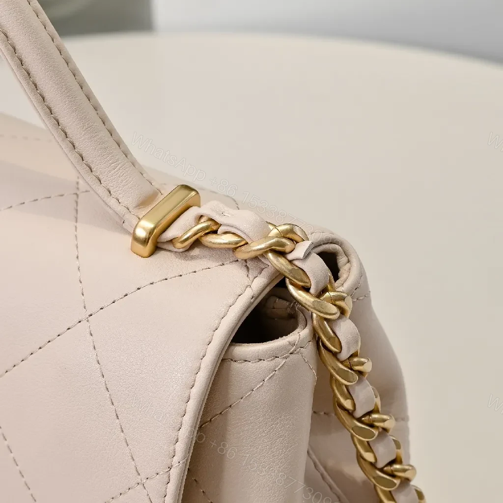 View 5 of Quilted Beige Calfskin Bag with Gold Hardware, Luxe Everyday