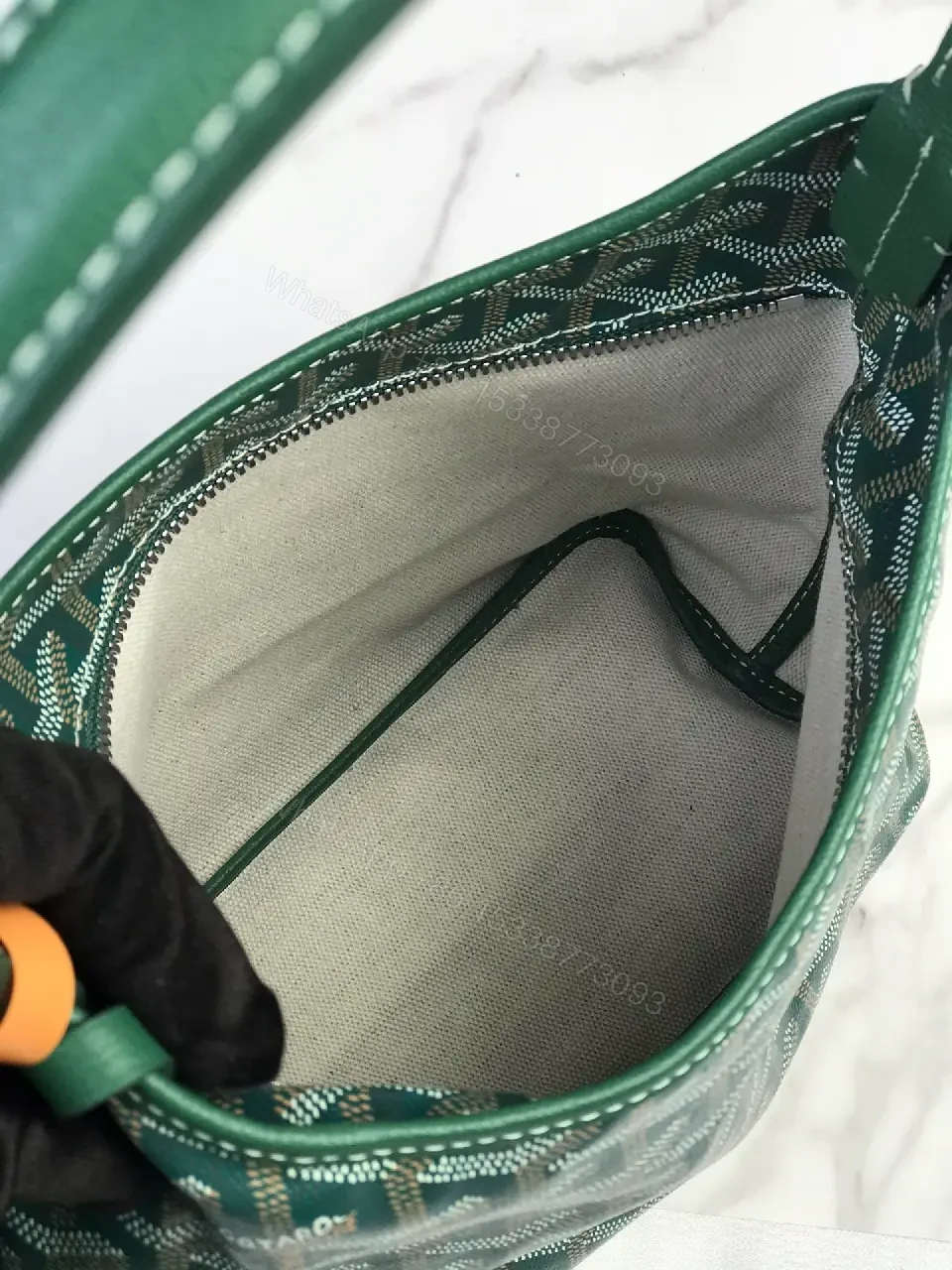 View 7 of Structured Monogram Tote: Green, Coated Canvas, Modern, Durable, Handbag