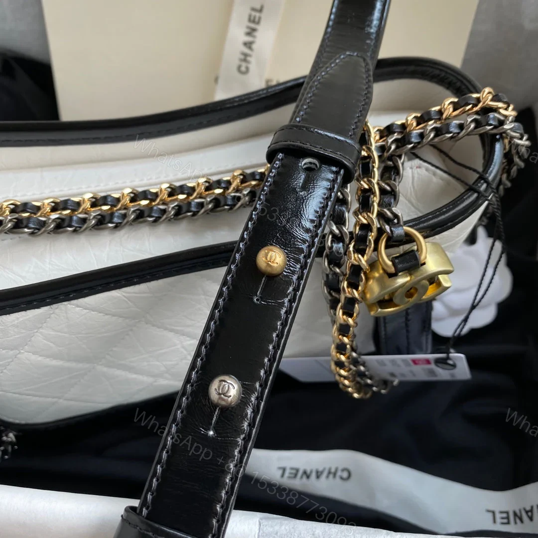 View 5 of CHANEL GABRIELLE MINI 20 HOBO BAG IN WHITE MIX BLACK