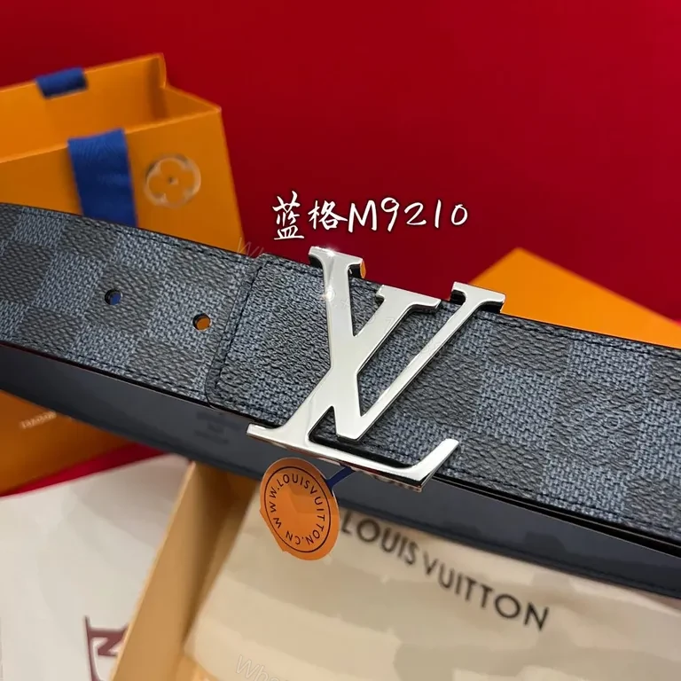 View 7 of Lux Damier Belt with Gold LV Emblem â€“ Contemporary Comfort