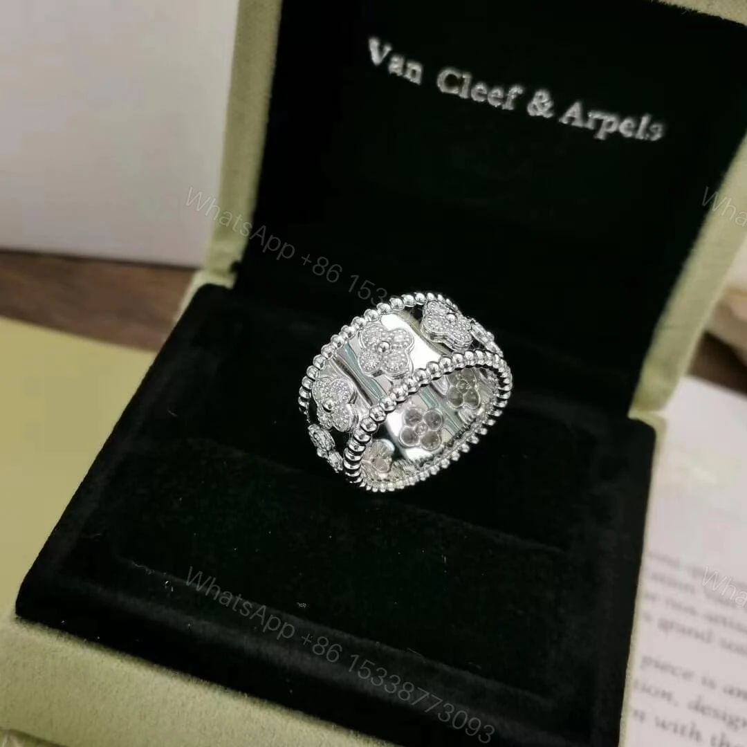 View 3 of VCA Perlee Clovers Diamond Ring 18K White Gold Medium Model VCARO9ND00