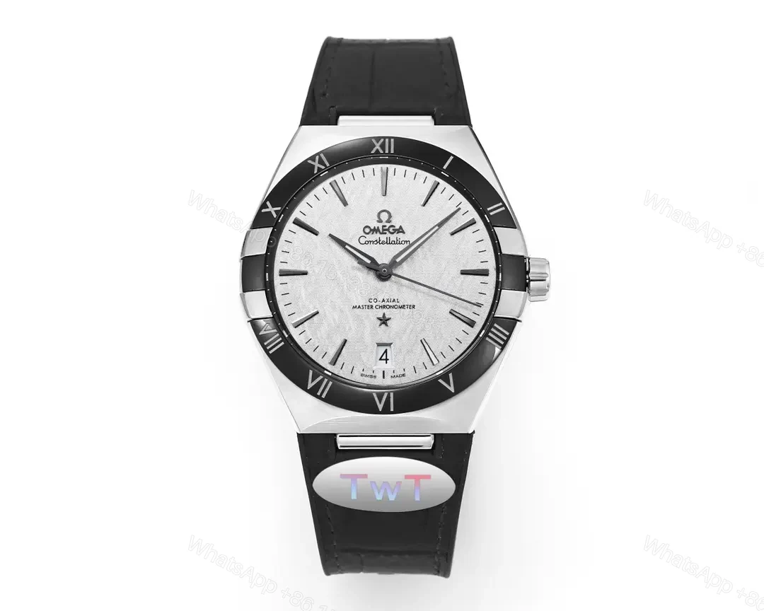 Omega Constellation Meteorite Series 5th Generation 41MM Watch Black and Silver with Black Leather Strap — view 1