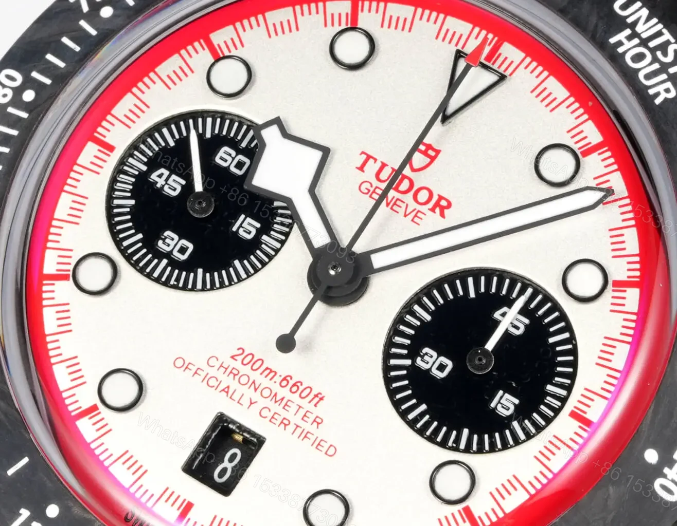 View 3 of Tudor R29 Biwan Red Accent Chronograph Black Strap Premium 42MM M7937KN-0001