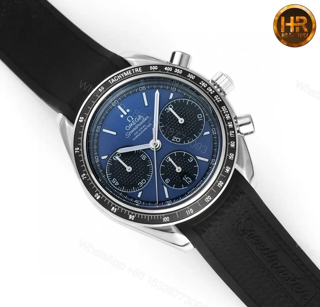 View 5 of Omega Speedmaster Professional 326.32.40.50.06.001 Multifunction Chronograph Watch Blue Dial Black Rubber Strap 40mm Stainless Steel Case