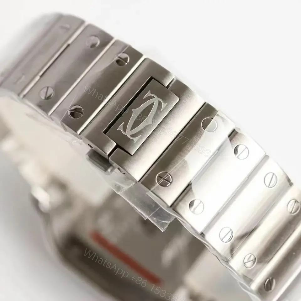 View 8 of Cartier super clone Santos Black Dial Steel Bracelet Premium 40MM RG-CARTIER-SANTOS-BLK-STL-40