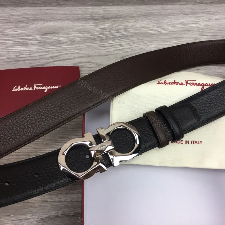 View 6 of Bold Gancini Belt with Silver Buckle - Ferragamo Signature Leather Belt