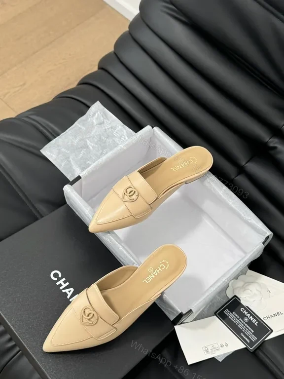 View 8 of Chanel-Inspired Nude Leather Mules â€” Sleek Everyday Luxe