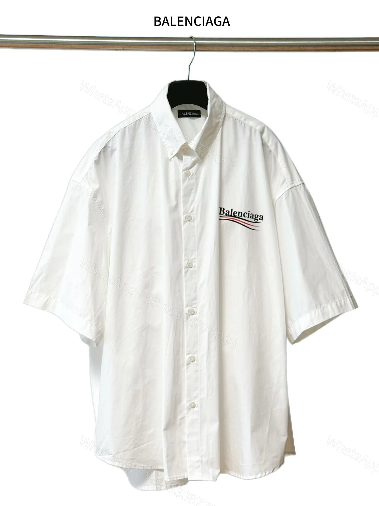 Balenciaga 一比一襯衫 男款白色短袖寬鬆休閒襯衣 — view 1