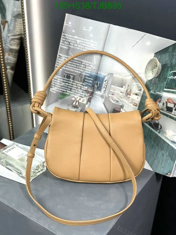 View 13 of Loewe Convertible Leather Shoulder Bag with Dark Khaki Ruched 062138