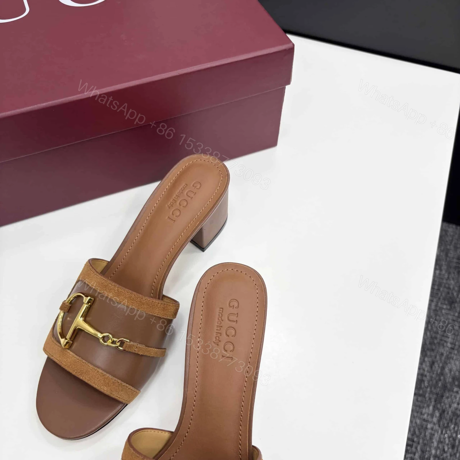 View 8 of GUCCI WOMEN’S SLIDE SANDAL WITH HORSEBIT LIGHT BROWN ‎834421 AAEXM 2718