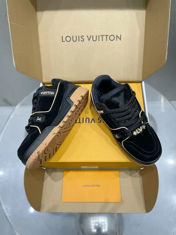 View 8 of Black Leather High-Top Sneakers with LV Accents and All-Day Comfort