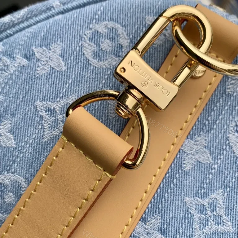 View 8 of Structured Denim Monogram Weekender: Luxury Travel Carryall