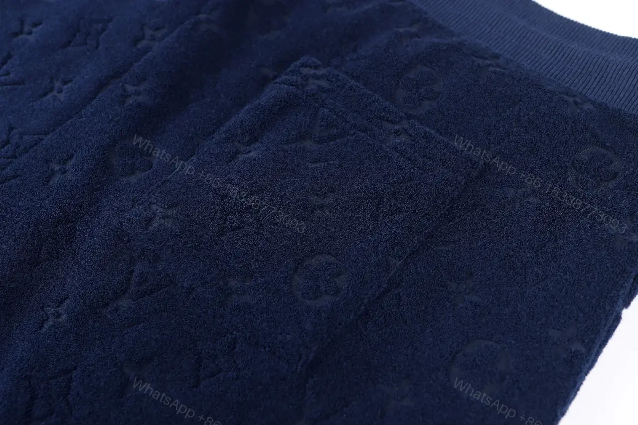 View 2 of Navy Cotton Louis Vuitton-Patterned Drawstring Shorts