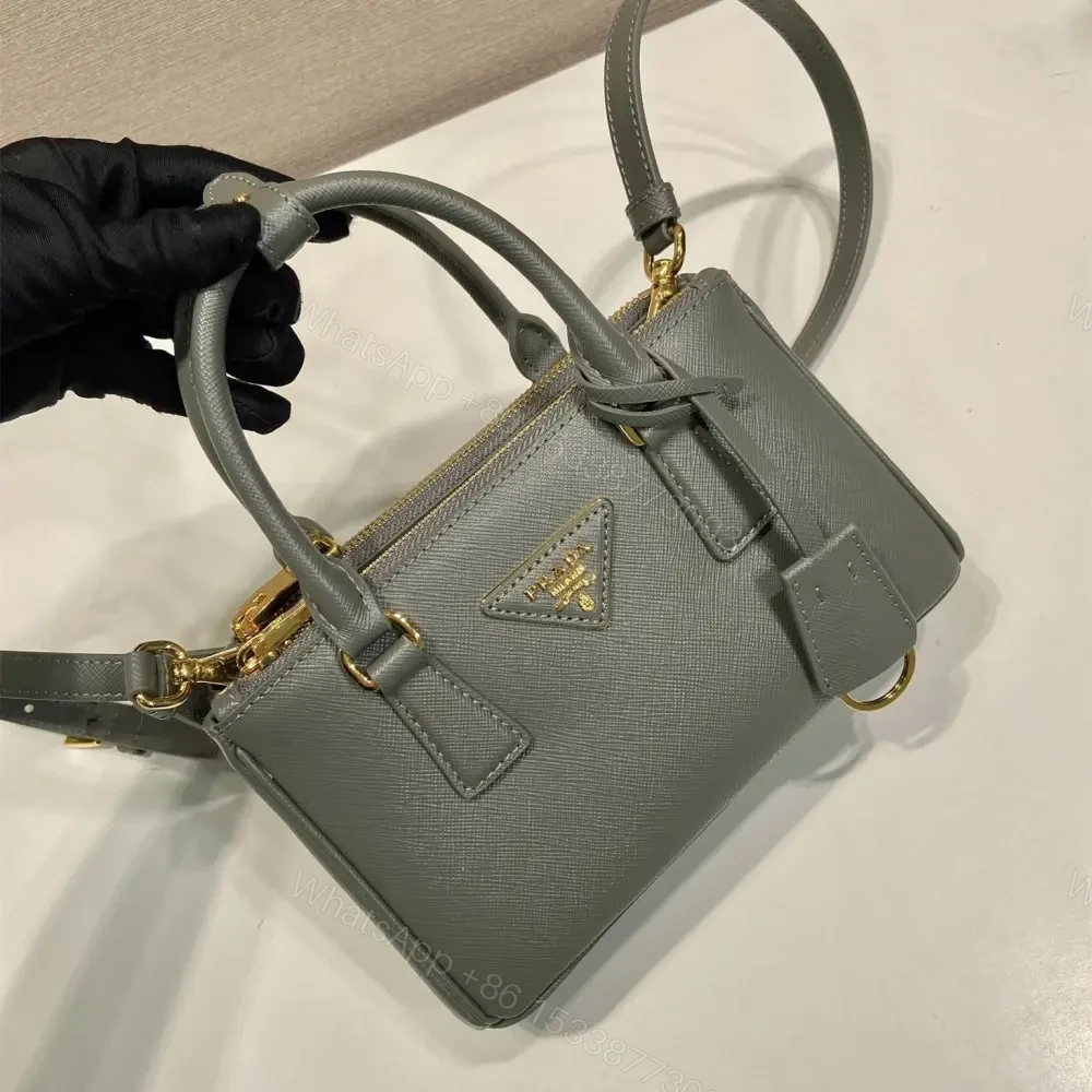 View 3 of 高仿Prada*Galleria系列1BA916紋理牛皮單肩包石墨灰Mini免檢版