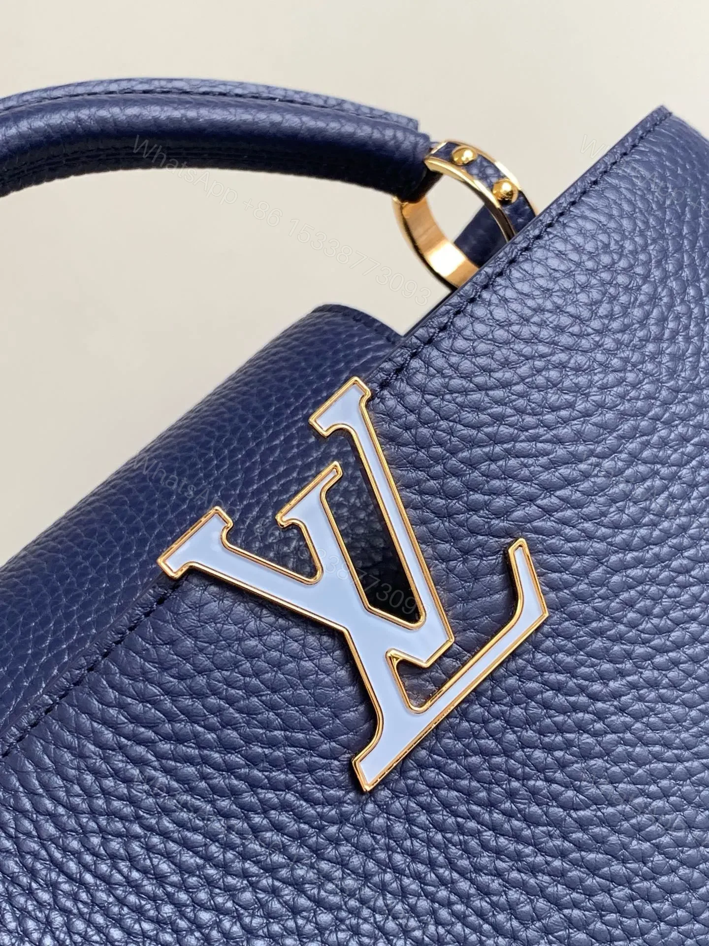 View 5 of Louis Vuitton LV Capucines BB Woman’ Like Auth Navy Blue Handbags 27x18x9cm