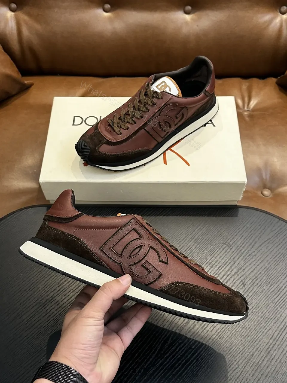 View 5 of Chestnut Patchwork Runner: Leather & Suede, Luxury Sneaker